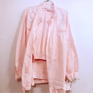 Barbizo Súper Soft Cotton blend lace embroidered pajama set size large melon